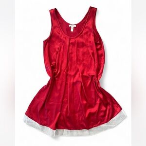 Vera Wang Red Satin Chemise with White Trim